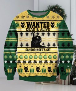 Wanted Death And Life Schrödinger’s Cat Funny 3D Christmas Ugly Sweater