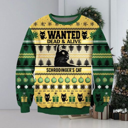 Wanted Death And Life Schrödinger’s Cat Funny 3D Christmas Ugly Sweater