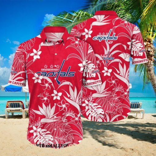 Washington Capitals NHL Flower Full Print Unisex Hawaiian Shirt