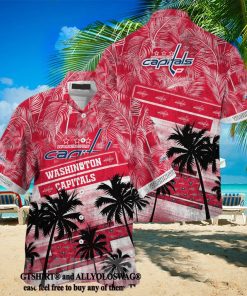 Washington Capitals NHL Palm Tree Pattern Full Printed 3D Hawaiian Shirt