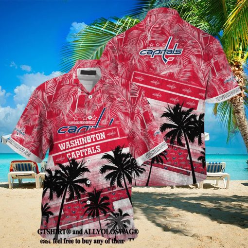 Washington Capitals NHL Palm Tree Pattern Full Printed 3D Hawaiian Shirt