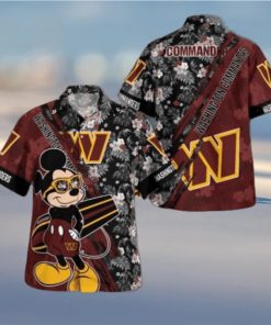 Washington Commanders Mickey Mouse Floral Short Sleeve Hawaii Shirt, Washington Commanders Shirt