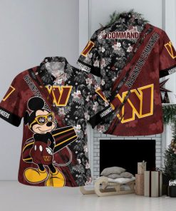 Washington Commanders Mickey Mouse Floral Short Sleeve Hawaii Shirt