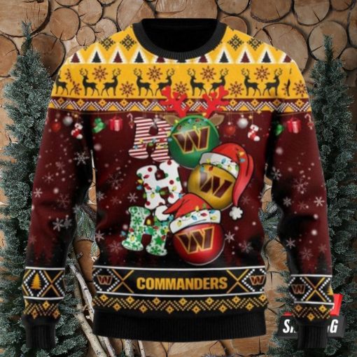 Washington Commanders NFL Ho Ho Ho Ugly Christmas Sweaters