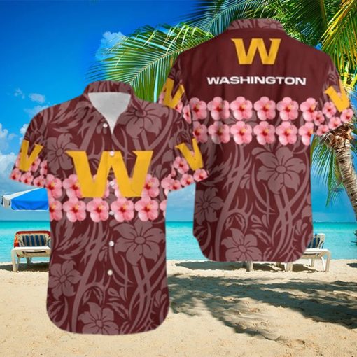 Washington Football Team Flower and Logo Hawaiian Shirt