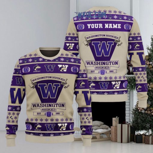 Washington Huskies Est 1861 Team Christmas Custom Name Ugly Sweaters