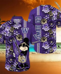 Washington Huskies Hawaiian Shirt Mickey Love Surfing Trending Summer Gift