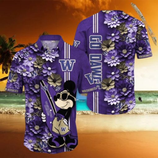 Washington Huskies Hawaiian Shirt Mickey Love Surfing Trending Summer Gift