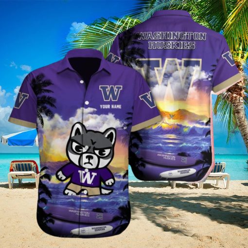 Washington Huskies NCAA Print Custom Name Men And Women Sports Teams Hawaiian Shirt Gift