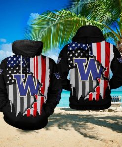 Washington Huskies NCAA US Flag 3D Printed Hoodie Ver 1