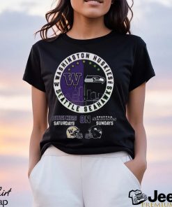 Washington Huskies On Saturdays On Seattle Seahawks On Sundays Circle Logo Shirt