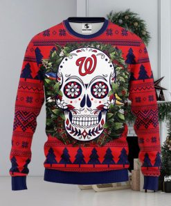 Washington Nationals Skull Flower Ugly Christmas Ugly Sweater