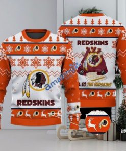 Washington Redskins Fans Logo Snowflake Pattern Ugly Christmas Sweater Orange