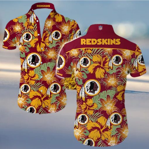 Washington Redskins Flower Red Shirt Hawaiian Summer Beach Shirt Full Print