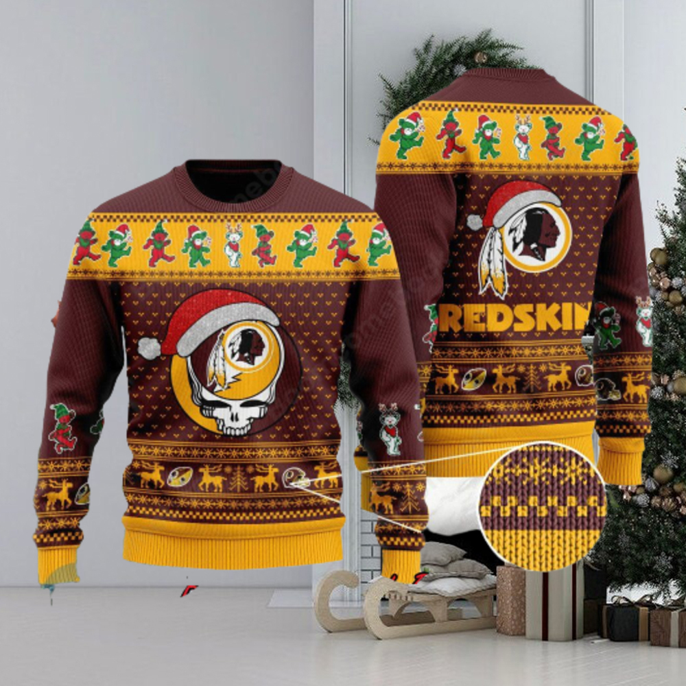 Washington Redskins Grateful Dead Santa Hat Ugly Christmas Sweater