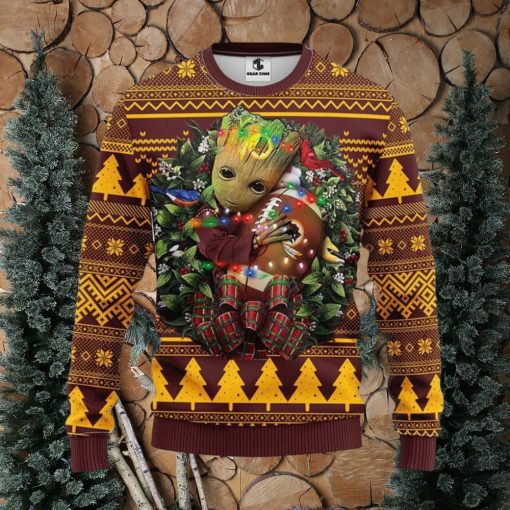 Washington Redskins Groot Hug Christmas Ugly Sweater Christmas Gift Ideas For Fans