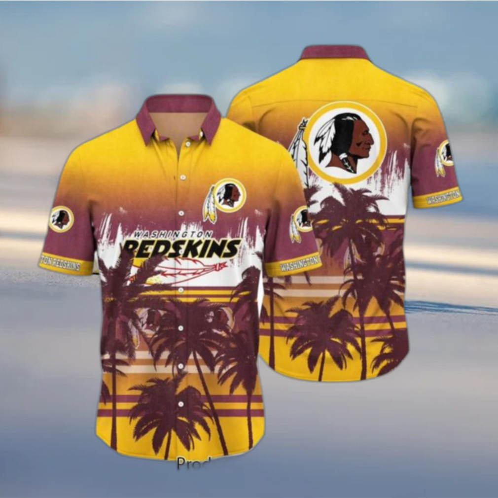 Washington Redskins NFL Striped Tropical Pattern Hawaiian Shirt And Shorts