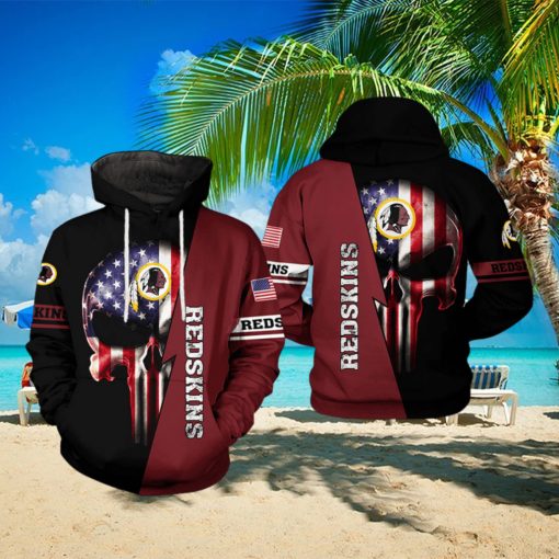 Washington Redskins NFL US Flag Skull Team 3D Printed Hoodie