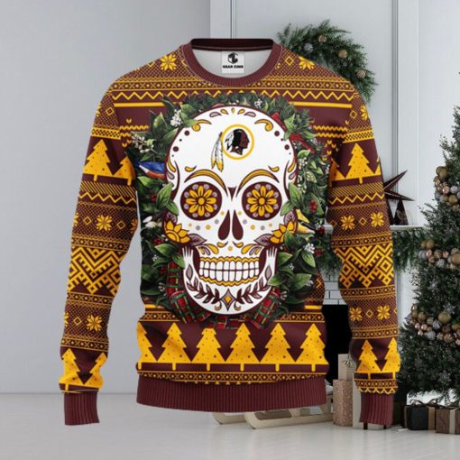 Washington Redskins Skull Flower Ugly Christmas Ugly Sweater