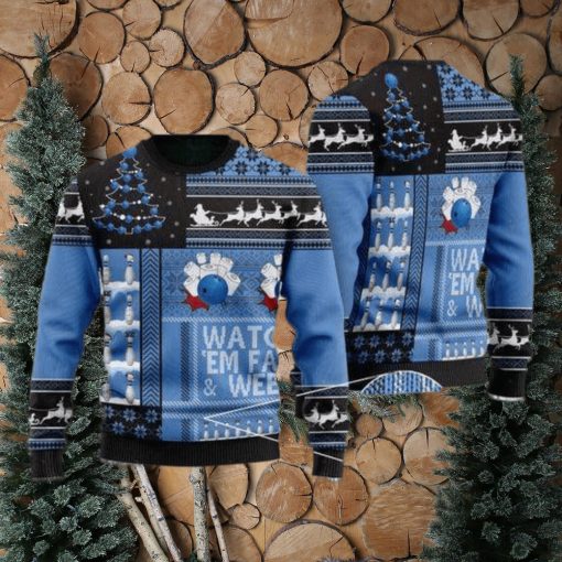 Watch’em Fall & Weep! Bowling All Over Print 3D Ugly Christmas Sweater