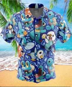 Water Type Starters Pokemon Button Up Hawaiian Shirt