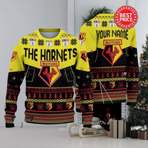 Watford EFL Logo Custom Name Ugly Sweater Christmas