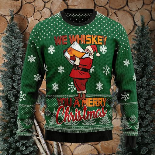 We Whiskey You A Merry Ugly Christmas Sweater Thankgiving Gift Men Women