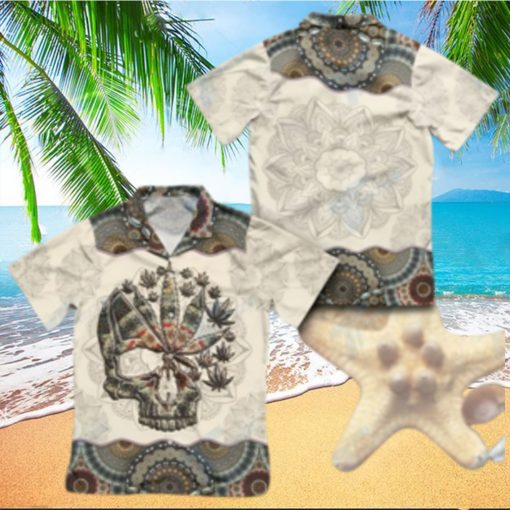 Weed Skull Mandala Pattern Hawaiian Shirt Crazy Funny Hawaiian Shirt Vintage