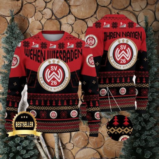 Wehen Wiesbaden Ugly Christmas Sweater Logo Custom Name Gift Fans