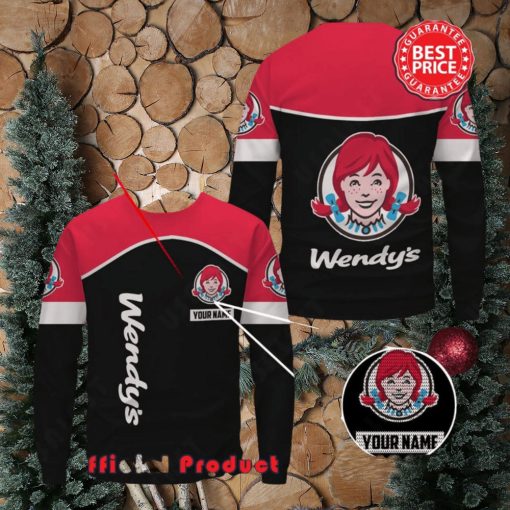 Wendy’s Custom Name Black Design Logo Ugly Christmas Sweater