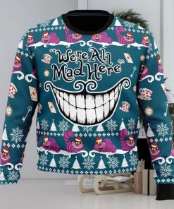 We’re All Mad Here Alice in Wonderland Ugly Christmas Sweater Funny Gift Ideas Christmas