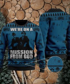 We’re On A Mission From God Ugly Sweater, Joliet Jake Blues Elwood Blues Ugly Christmas Sweater Xmas Gifts