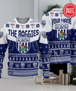 West Bromwich Albion FC EFL Logo Custom Name Ugly Sweater Christmas