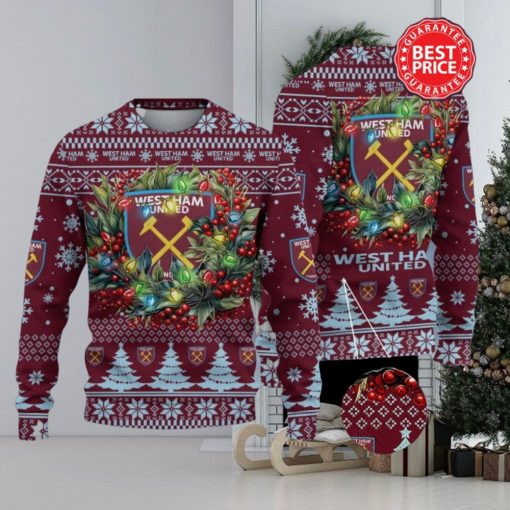 West Ham United FC Premier League Laurel Wreath Ugly Christmas Sweater