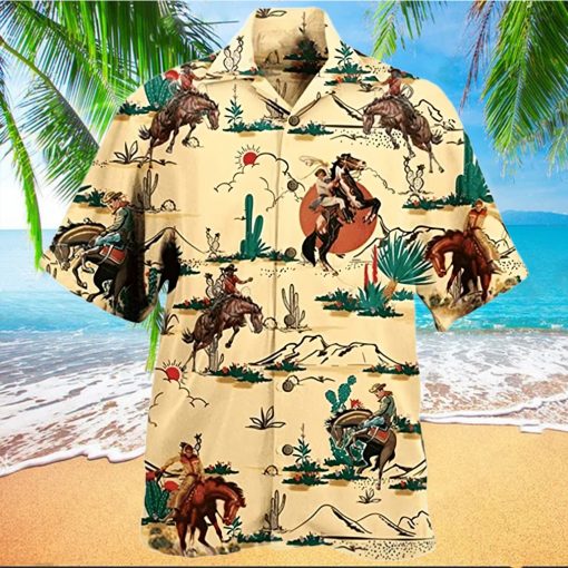 Western Cowboy Men s Hawaiian Shirt Horse Lovers Casual Short Sleeve Button Down Hawaiian Shirts