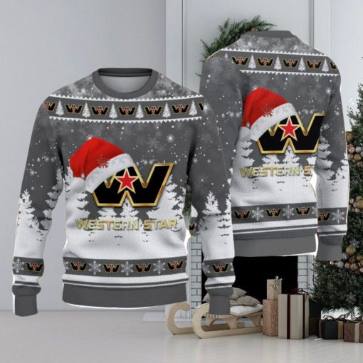 Western Star Logo Wearing Santa Hat Christmas Gift Ugly Christmas Sweater Christmas Gift Ideas