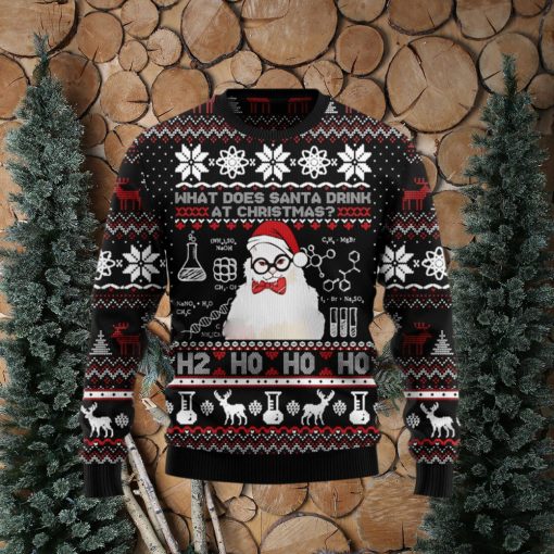 What Does Santa Drink At Christmas Cute Cat Ugly Christmas Sweater