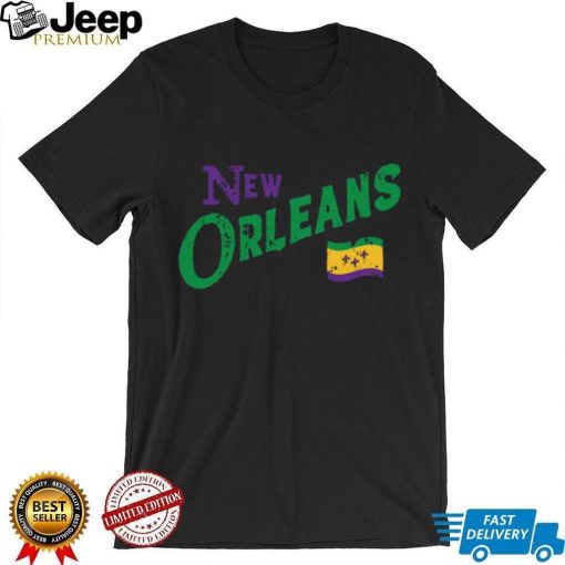 Where I’m From Adult New Orleans Black Script Flag T Shirt