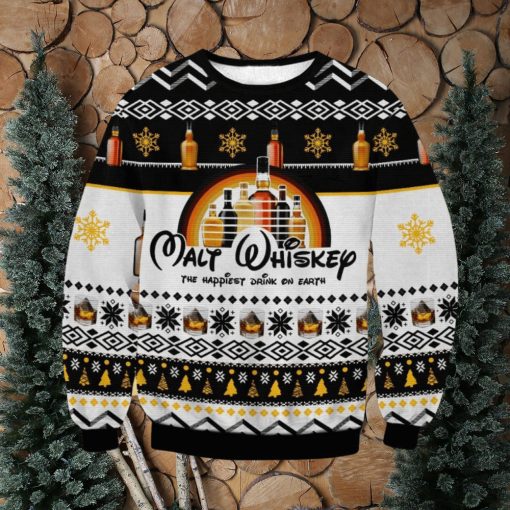 Whisky The Happiest Drink On Earth Ugly Sweater Style Gift For Men And Women