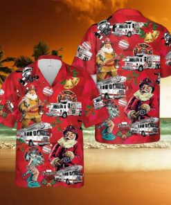 White Fire Truck Christmas Hawaiian Shirt