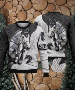 White Horse Paisley Pattern Full Print For Horse Lovers 3D Ugly Sweater Christmas Gift Sweater