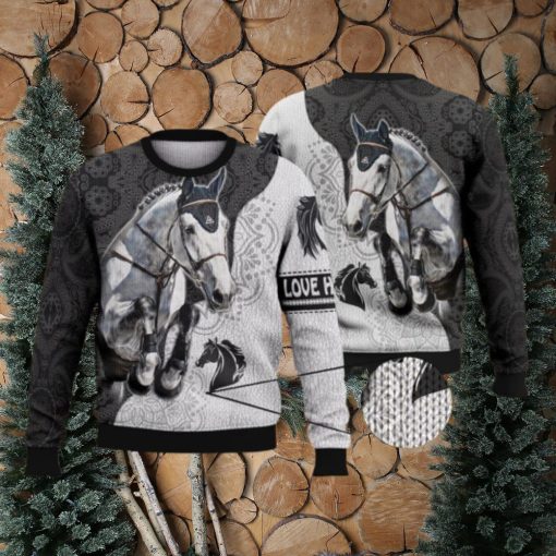 White Horse Paisley Pattern Full Print For Horse Lovers 3D Ugly Sweater Christmas Gift Sweater