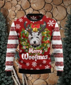 White Terrier Merry Woofmas Ugly Christmas Sweater
