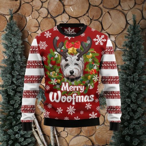 White Terrier Merry Woofmas Ugly Christmas Sweater