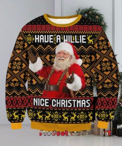 Willie Nelson Have A Willie Nice Santa Claus Ugly Christmas Sweater