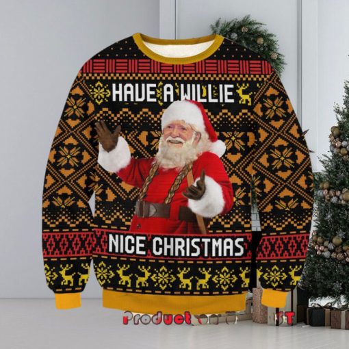 Willie Nelson Have A Willie Nice Santa Claus Ugly Christmas Sweater