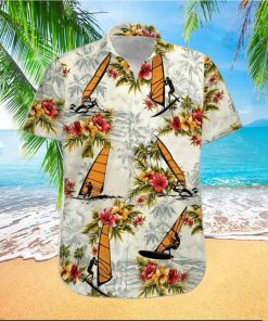 Windsurfing Yellow Tropical Flower Unisex Hawaiian Shirts