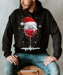 Wine Glass Santa Hat Christmas Lights Funny Wine Lovers Shirt