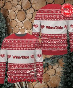 Winn Dixie Red White Design Logo Snowflake Heart Ugly Christmas Sweater