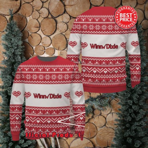 Winn Dixie Red White Design Logo Snowflake Heart Ugly Christmas Sweater